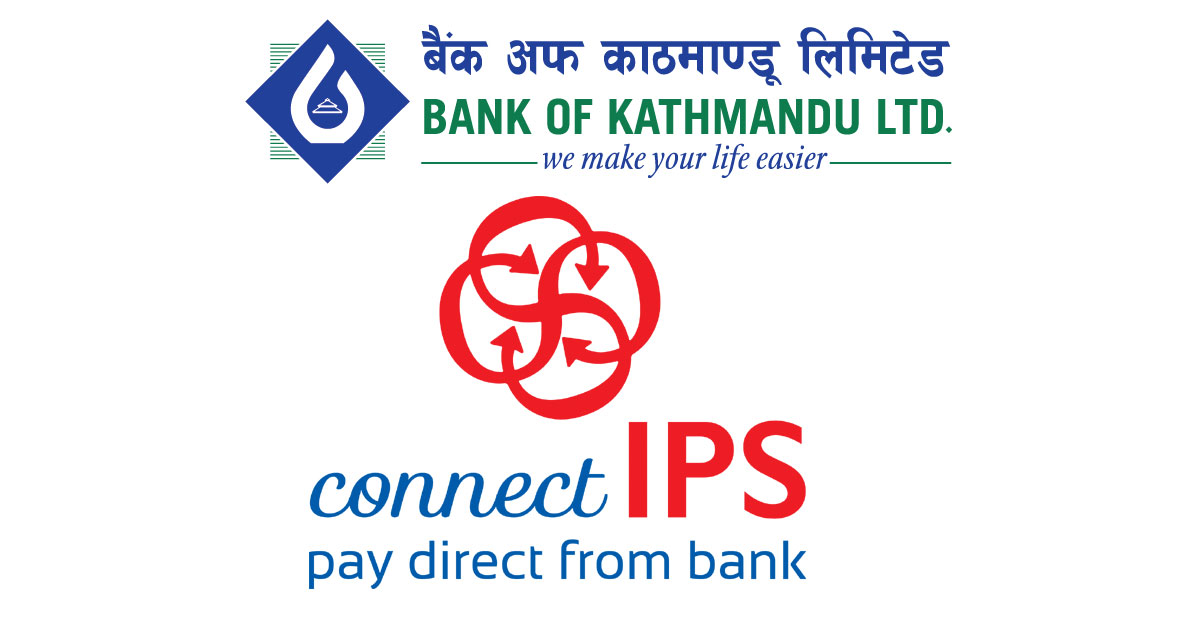 Connect IPS मा रजिष्ट्रेशन गर्दा बैंक अफ काठमाण्डूका ग्राहक महानुभावहलाई  १००