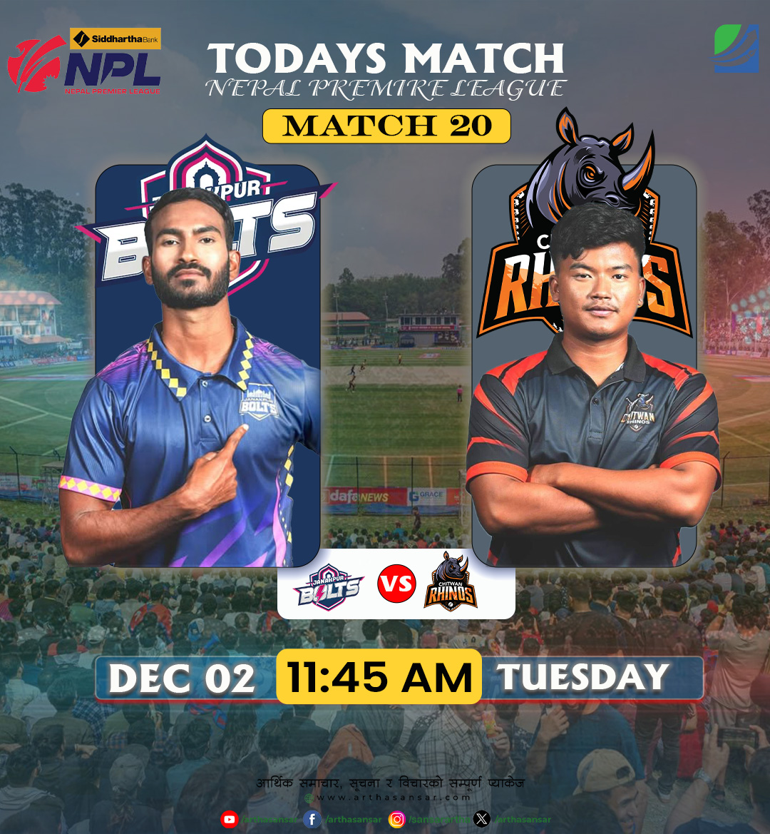 एनपीएल–२ : जनकपुर र चितवन मैदानमा, चितवन पहिला ब्याटिङ गर्दै