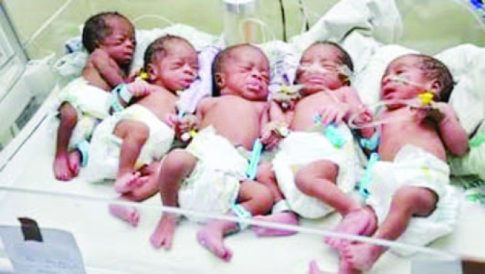 Woman gives birth to five babies at once