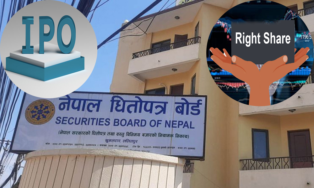 चालु आवमा ३ कम्पनीले पाए आईपीओ जारी गर्ने अनुमति, ४ कम्पनीले पाए हकप्रद जारीको स्वीकृति