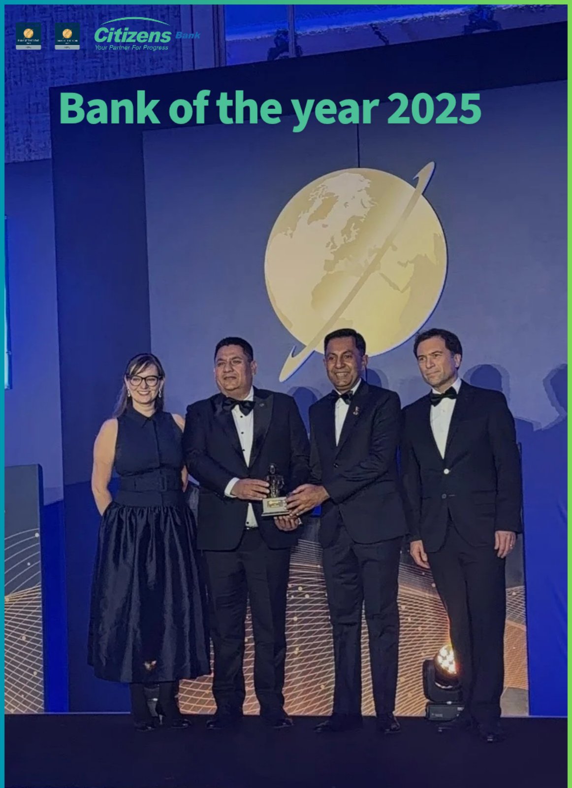 सिटिजन्स बैंकलाई लगातार २ वर्ष बैंक अफ द ईयर अवार्ड, बैंक अफ द ईयर २०२५ बाट लण्डनमा सम्मानित