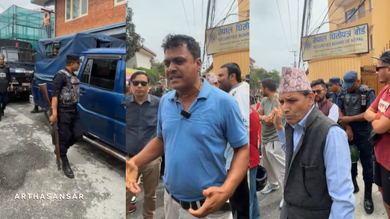 सेबोन घेराउ गर्न पुगे लगानीकर्ता, मुख्य गेट बन्द, सुरक्षा व्यवस्था कडा(लाइभ)