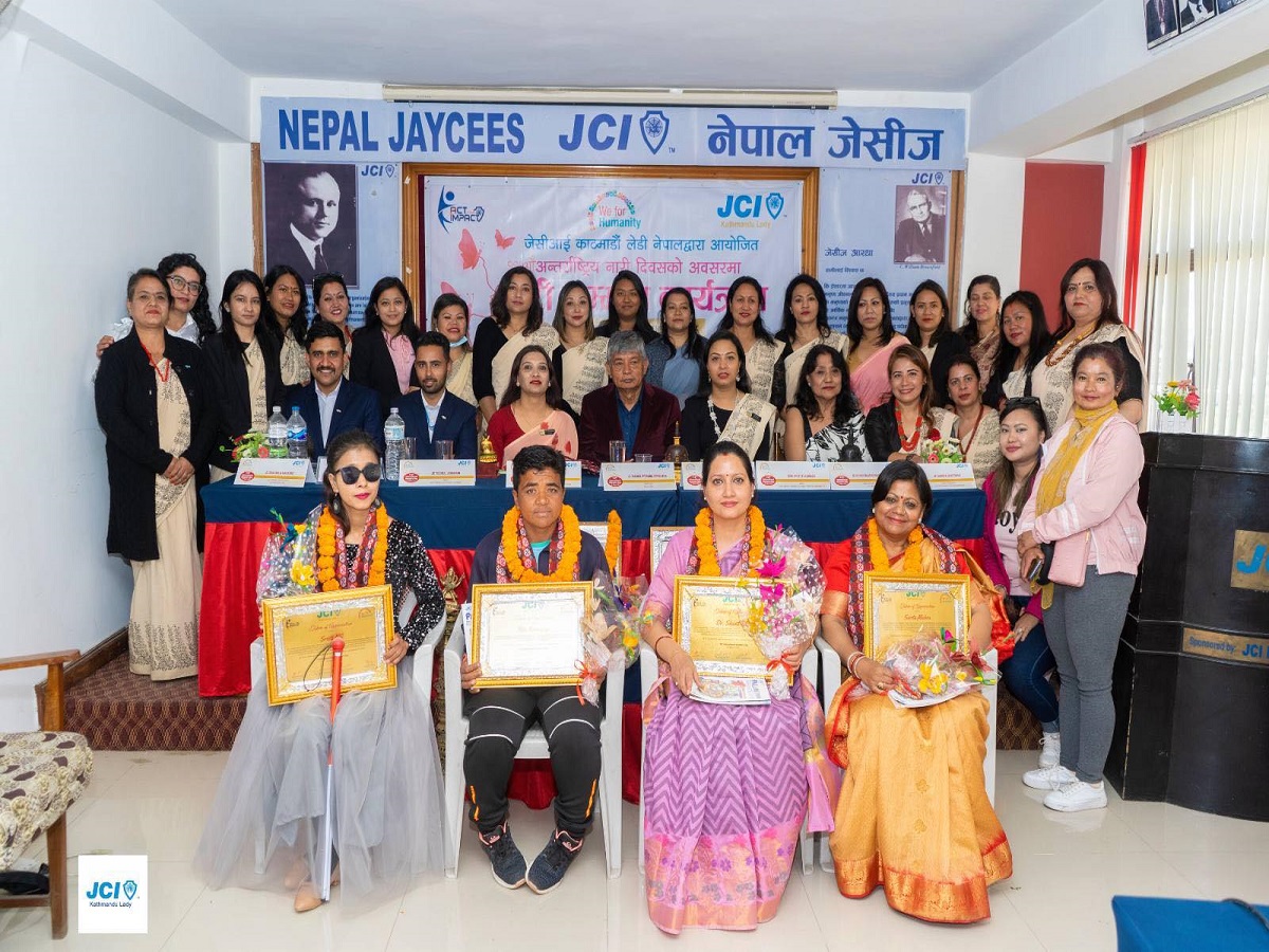 अन्तराष्ट्रिय नारी दिवसको अवसरमा जेसीआई काठमाडौं लेडीको नारी सम्मान कार्यक्रम