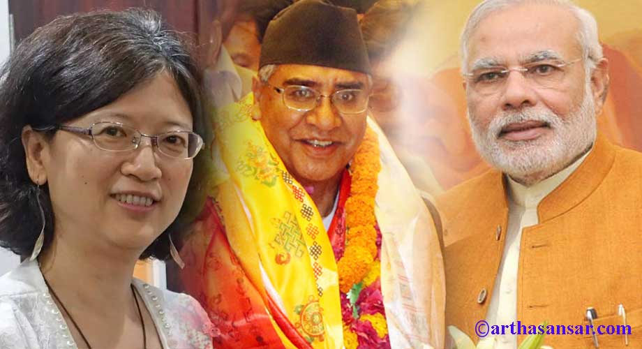 नवनिर्वाचित प्रधानमन्त्री देउवालाई चीन र भारतको बधाई