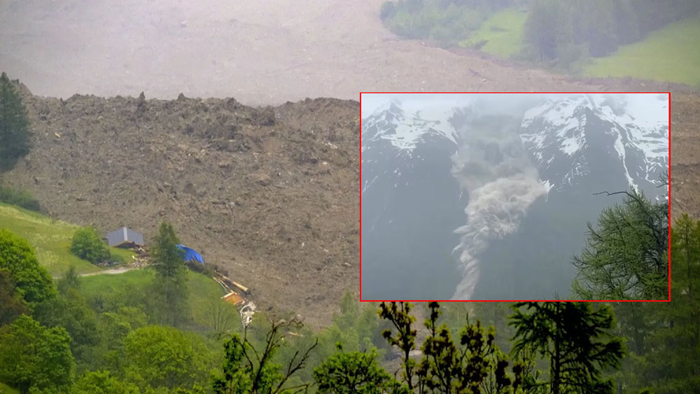 स्विट्जरल्याण्डको आल्प्स पहाडमा हिमनदी फुट्दा पहिरो, पुरै गाउँ नष्ट