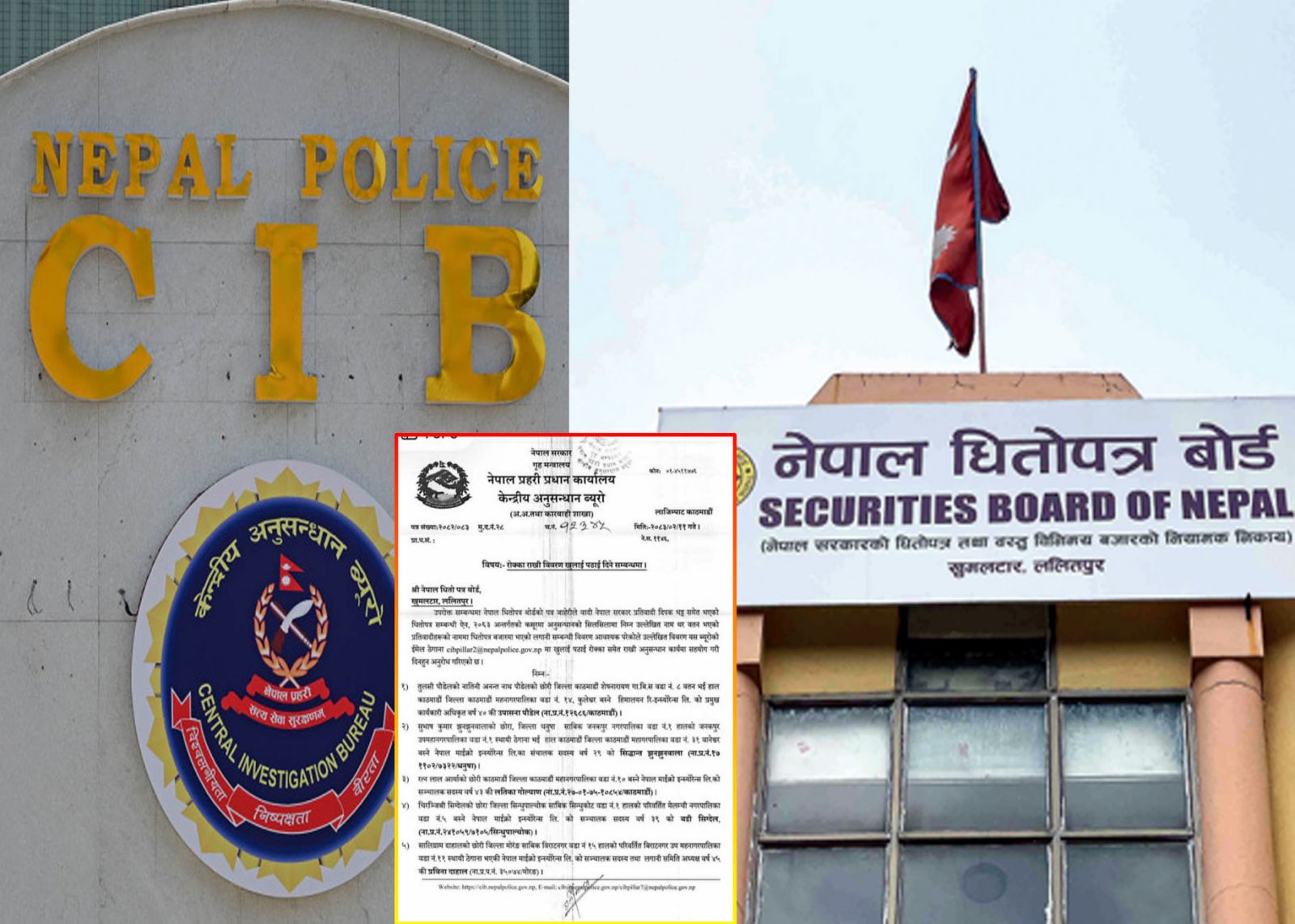 दिपक भट्टसँग जोडिएका ५६ जना सञ्चालक र सीईओको सेयर रोक्का गर्न सीआईबीको पत्र